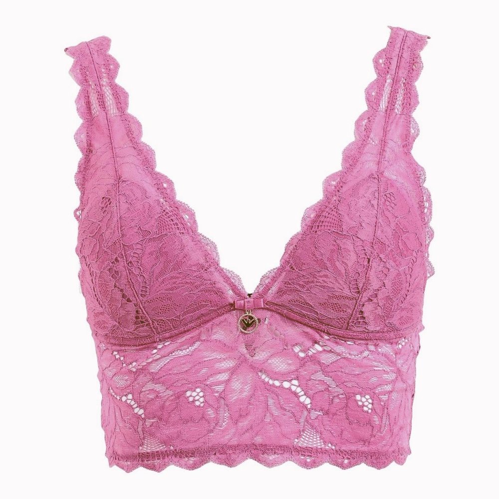 Emporio Armani Lace Padded Bralette Bra Mauve Large
